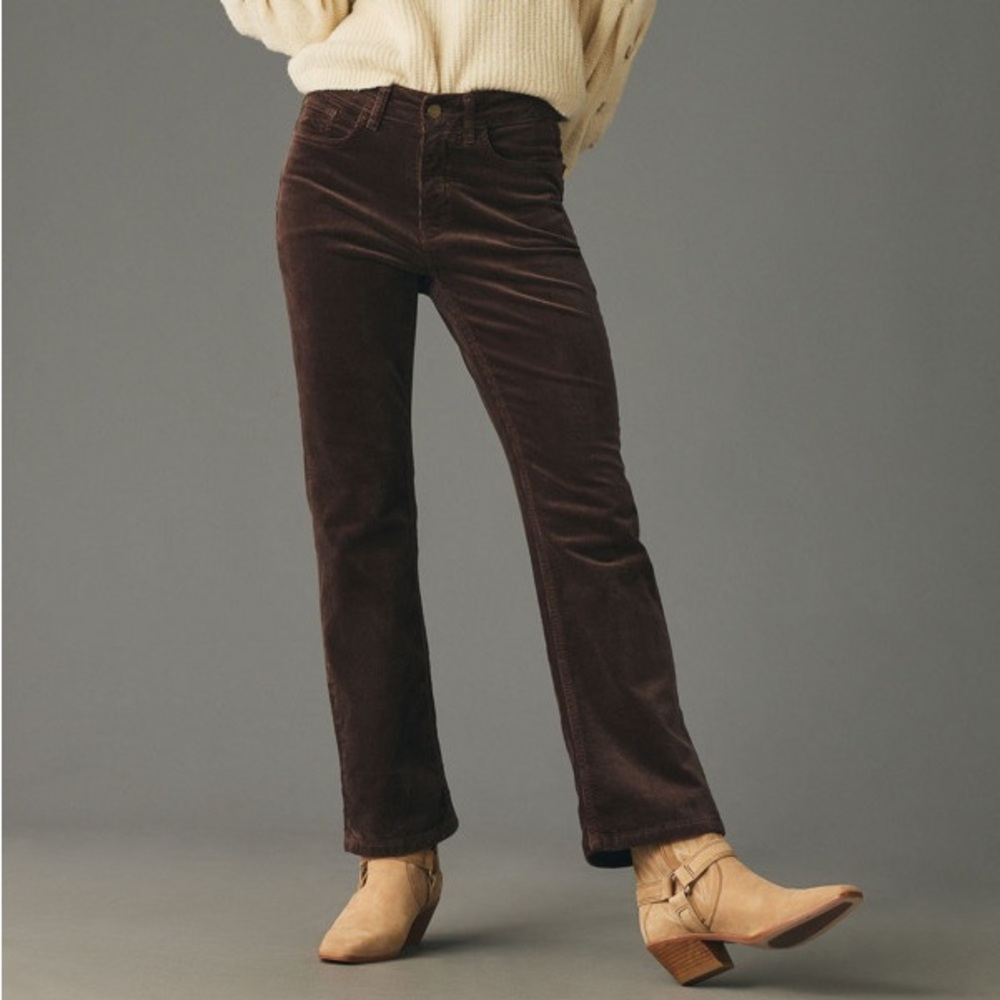 Anthropologie Pilcro Yaya Brown Corduroy Crop Flare Jeans